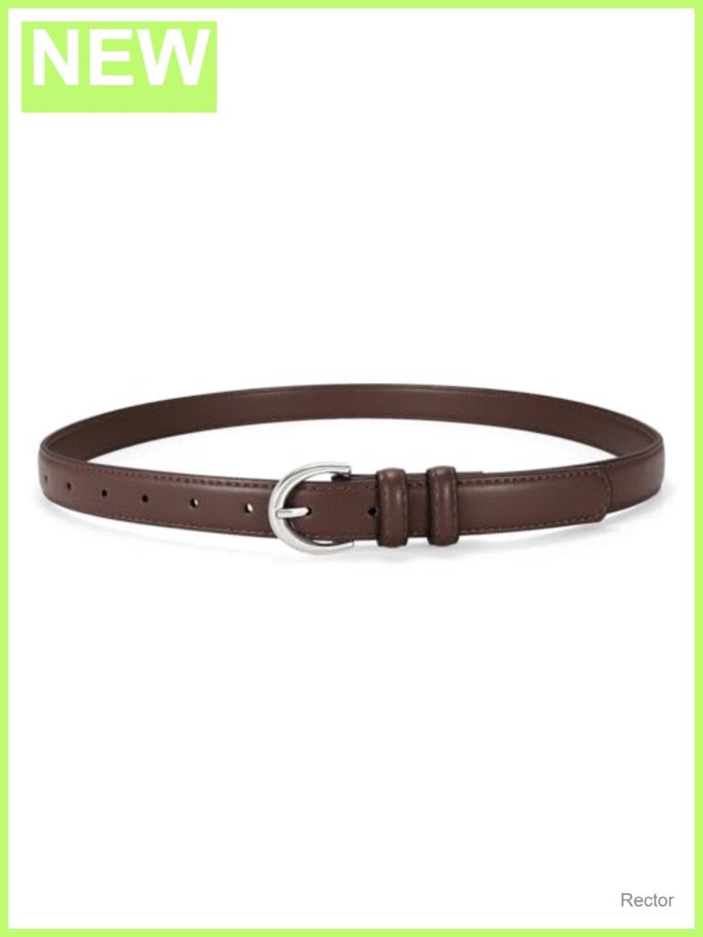 Faux Leather Women's Skinny Belt with Silver Single Prong Buckle for Jeans &